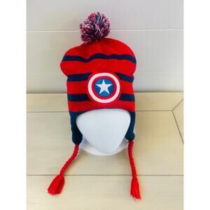 Captain America Youth Winter Hat Marvel Pom Cap Fleece Lined